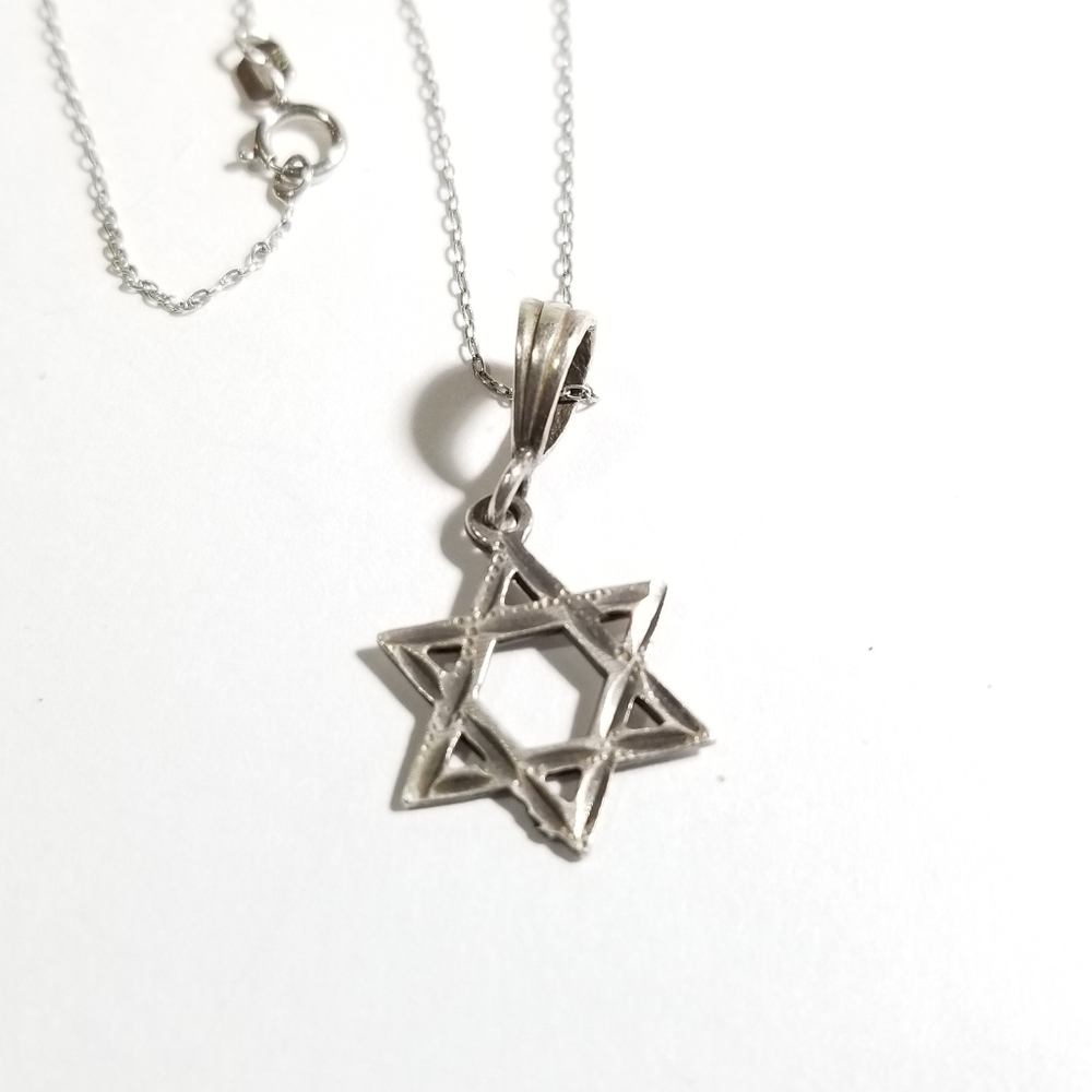 Sterling Silver Jewish Star of David Necklace 18"